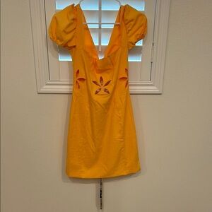 Yellow Dress with Floral Cutouts